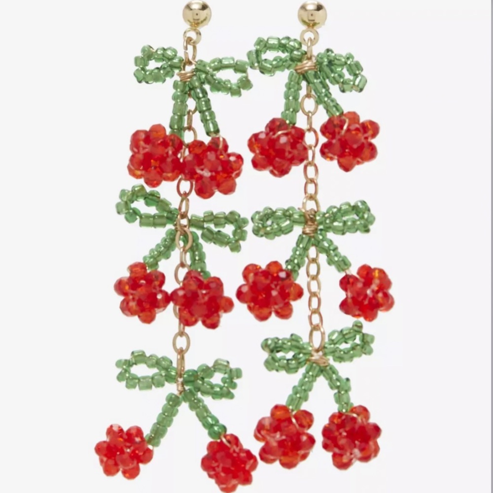 Sweet Society Cherry Beaded Drop Earrings